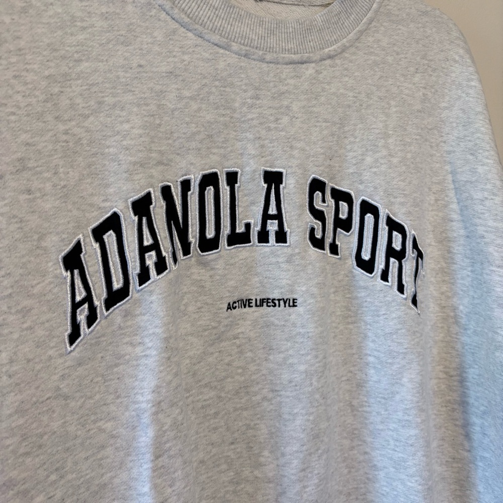 Adanola Sport Crewneck Sweatshirt in Light Gray with Black Lettering - Picture 6 of 8